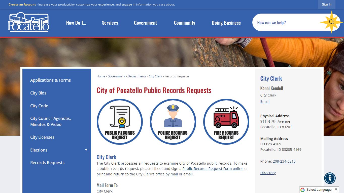 City of Pocatello Public Records Requests | City of Pocatello