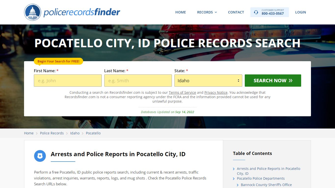 POCATELLO CITY, ID POLICE RECORDS SEARCH - RecordsFinder