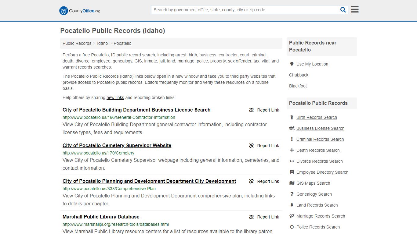 Public Records - Pocatello, ID (Business, Criminal, GIS, Property ...