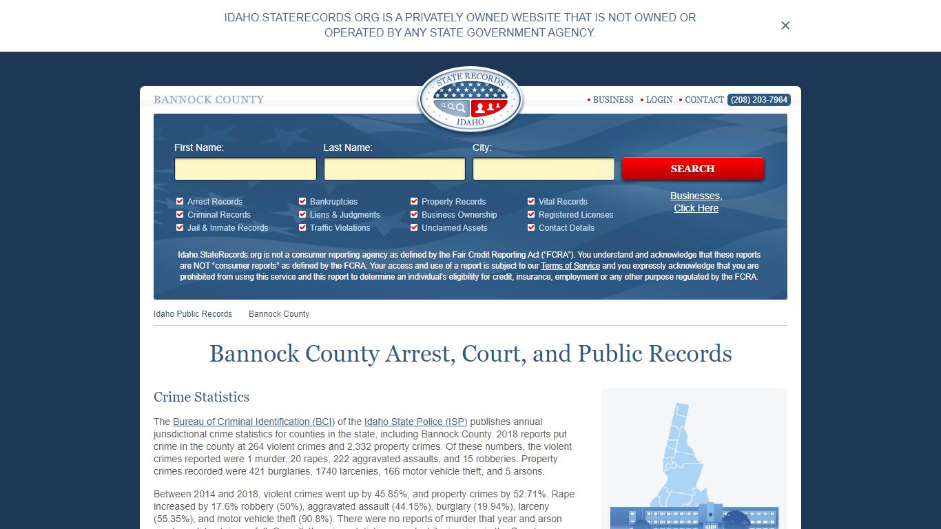 Bannock County Arrest, Court, and Public Records